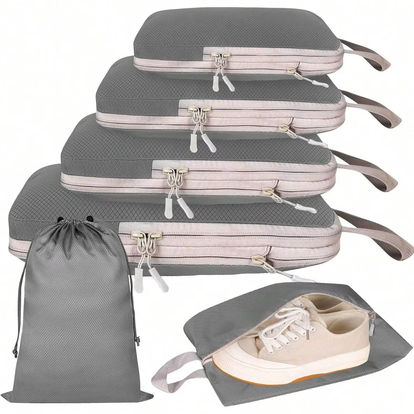 Set 4 ou 6 sacs de voyage compressibles